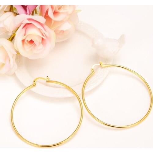 2pairs Girls big Round Circles Huggies Hoop Earrings Gold Color Jewellery Aros women jewelry african girls earring best gift