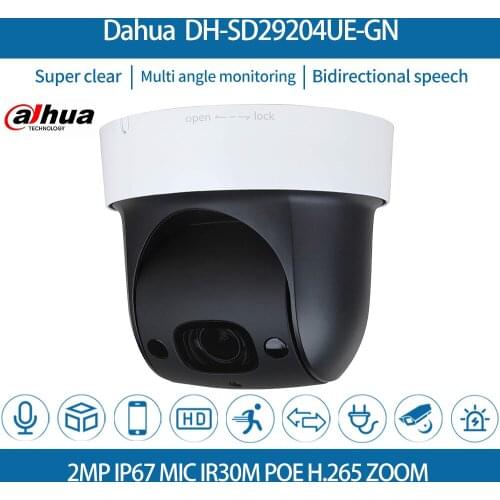 Dahua DH-SD29204UE-GN PTZ 2MP POE 4X ZOOM Built-in MIC 30M Starlight WDR IVS Face Detect IP Camera replace SD29204T-GN