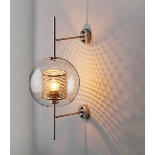 Glass Shade Scones Wall Lamps Bedroom Bedsides Restaurant Study Hang Lamps Fixtures Living Room Decoration Wall Saconces