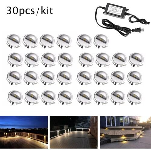 30pcs/Kit Outdoor LED Half-Moon Deck Lights IP65 Waterproof 12V Outdoor Inground Garden Pathway Stair Wall Recessed Spot Lamps