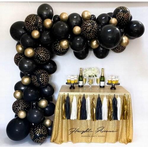 87pcs DIY Balloon Garland Arch Kit Black Gold Champagne Latex Balloons for 2021 New Year Retirement Graduation Party Decoration