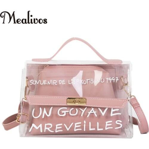 Mealivos Fashion jelly bag Brand Mini Small Shoulder Bag Clear Transparent Drawstring Girls Cute Composite Bag Female Handbags