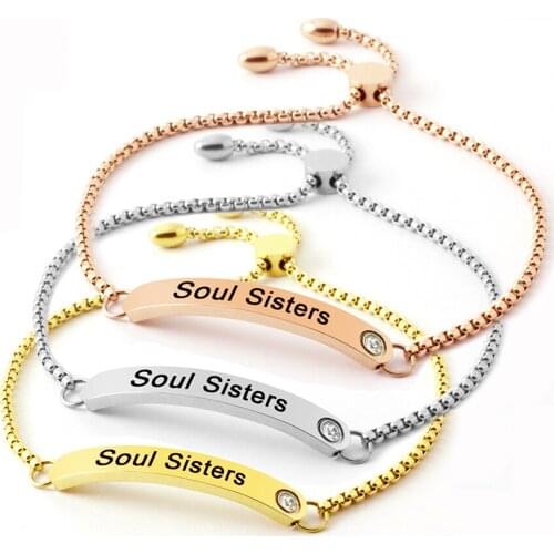 High Quality Stainless Steel Women Bar Bracelets Bangles Silver color/ Gold color/ Rose Gold color Link Mantra Bracelet Jewelry