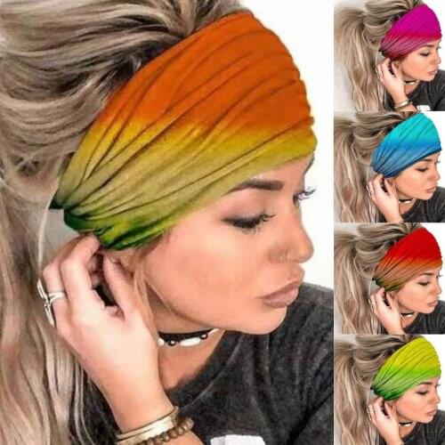 Women Gradient Color Print Headband Ladies Summer Elastic Head Wrap Hair Band Bandana Headband Fast Delivery Dropshipping