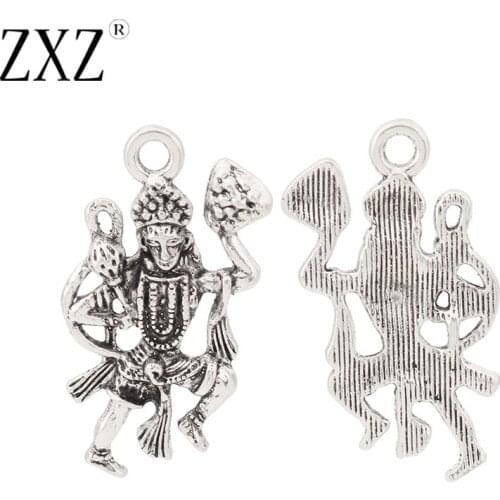 ZXZ 20pcs Tibetan Silver Indian God Shiva Vishnu Charms Pendants For Jewelry Making Findings 32x19mm