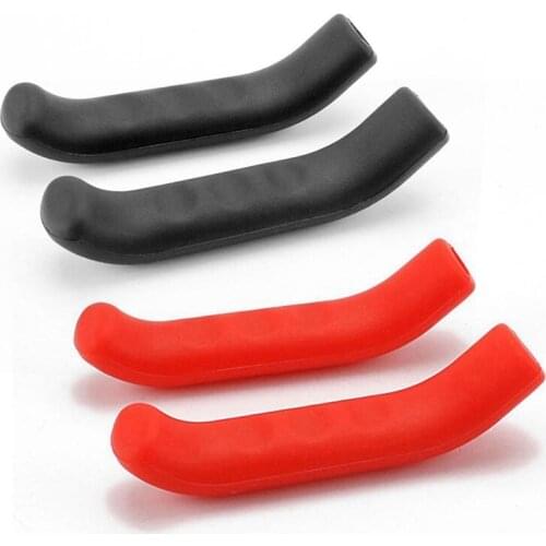 2 Pair Brake Handle Silicone Sleeve Mountain Road Bike Dead Fly Lever Protection Cover Bicycle Sets, Black & Red