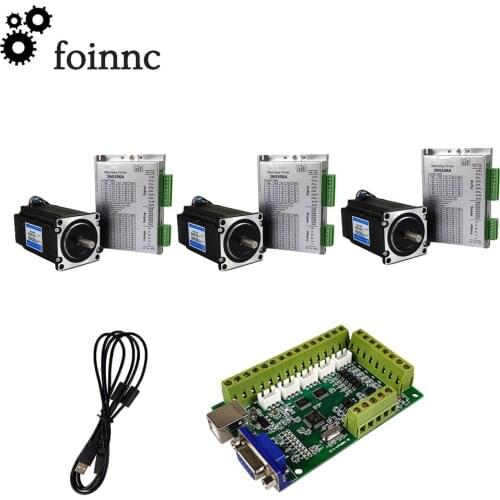 3-axis cnc kit control system USB Mach3 motion control card 2NS556A stepper motor driver nema23 stepper motor FY56ED420A 3nm