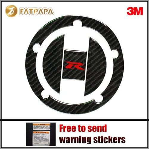Motorcycle 3D Carbon Fiber Tank Gas Cap Pad Filler Cover Sticker Decals R LOGO Fit For SUZUKI GSXR600 750 GSXR1000 1300 03-15