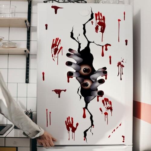 3D Broken Wall Creative Wall Stickers Halloween Scary Handprint DIY Halloween Decorations for Home Party Room Decor Wallsticker