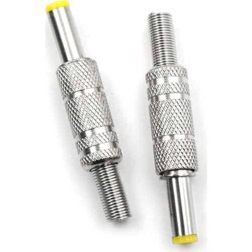 5pcs Metal 5.5*2.1 5.5x2.1mm/5.5mm*2.5mm 5.5*2.5mm DC Power Male Plug Jack Adapter Connector Plug With Yellow Head