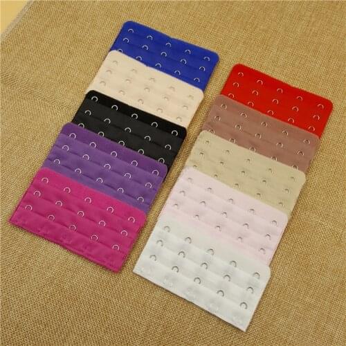 50pcs/lot ) 3 Rows 5 Ladies women Bra Extenders Nylon Clasp Strap useful Bra Strap Extender 10 Colors