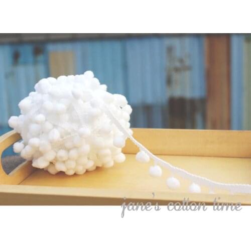 Free shipping pompom trim white 1cm ball diameter 2cm wide 15yards/lot*2lot pompom laciness Handmade materials accesory
