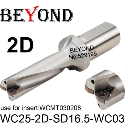 BEYOND WC 2D 16mm 16.5mm WC25-2D-SD16-WC03 SD16.5 U Drilling use Carbide Inserts WCMT WCMT030208 Drill Bit Indexable CNC Tools