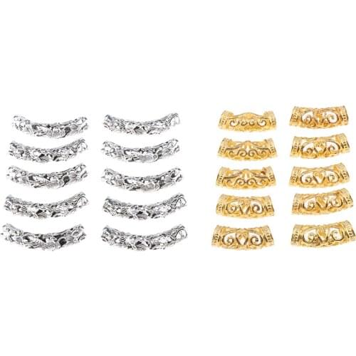 DIY Bracelet Pendant Necklace Hair Tube Beads Metal Dreadlocks Hair Braiding Cuffs Clips Jewelry 10Pcs/Lot