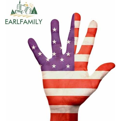 EARLFAMILY 13cm x 10.5cm For American Flag Palm Trunk Creative Car Stickers Interesting Car Styling Decal Occlusion Scratch