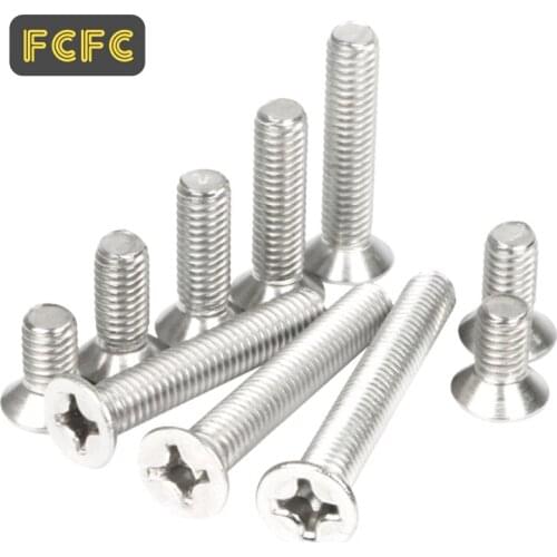 FCFC 304 stainless steel screw countersunk head screw cross head screw machine screw bolt machine screw M3M4M5