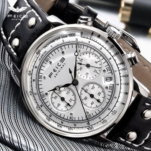 FEICE Men's Watch With Leather Strap