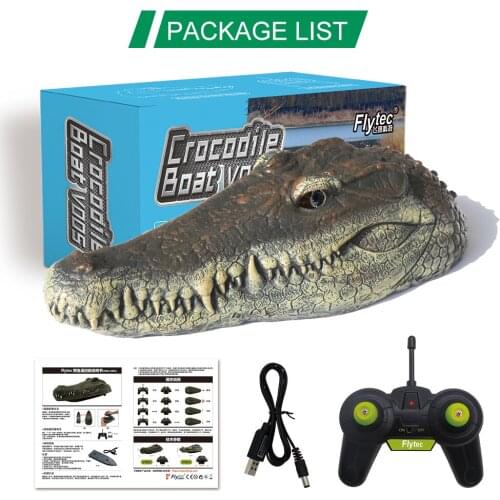 Flytec V005 RC Boat Crocodile 2.4G 2-channel RC Electric Racing Boat for Pools with Simulation Crocodile Head Spoof Toy