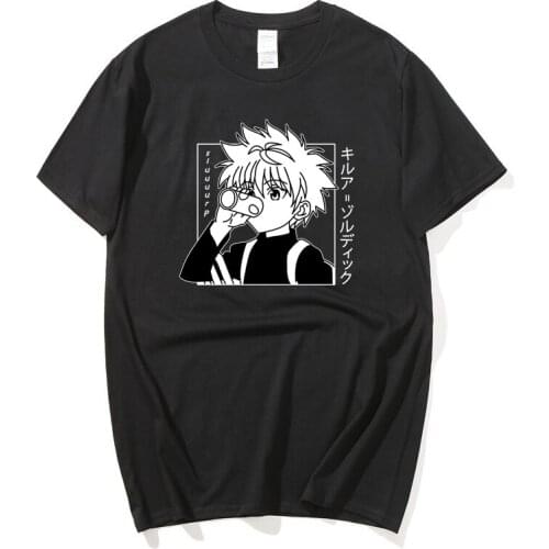Men Women T-shirt Tops Kawaii Hunter X Hunter Tshirt Killua Zoldyck T-shirt Crew Neck Fitted Soft Anime Manga Tee Shirt Clothes
