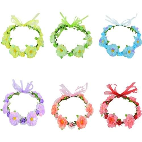 Artificial Flowers Adjustable Wreath Head Wear Handmade Fabric Flower Crown Bride Hair Accessories Wedding Decor Kid Favors Gift