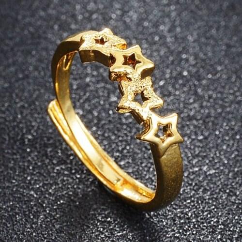 Fashion Woman Brass Copper Personality Star Pattern Opening Size Adjustable Ring Valentines Day Hand Accessories Jewelry Gift