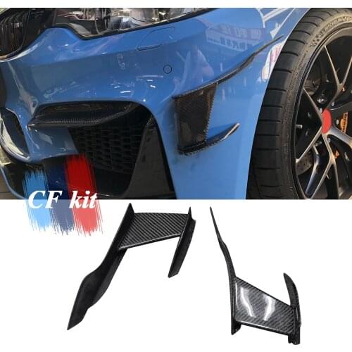 CF Kit 2PC Carbon Fiber Front Bumper Pieces Splitter For BMW M3 M4 F80 F82 F83 Front Side Fender Car Styling