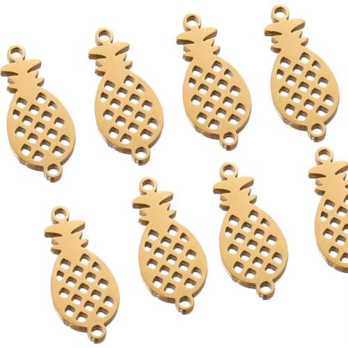 5pcs Lot Gold Stainless Steel Pineapple Charms Connector for DIY Jewelry Making Supplies Bracelet Findings Earring Accessories