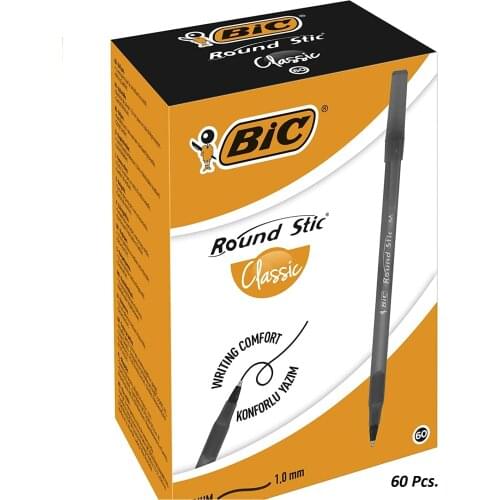 BiC Round Stic Medium Ballpoint Pen Blue 60 Pcs Box 1.0mm Pen-Point Stationery School Office Writing Supplies
