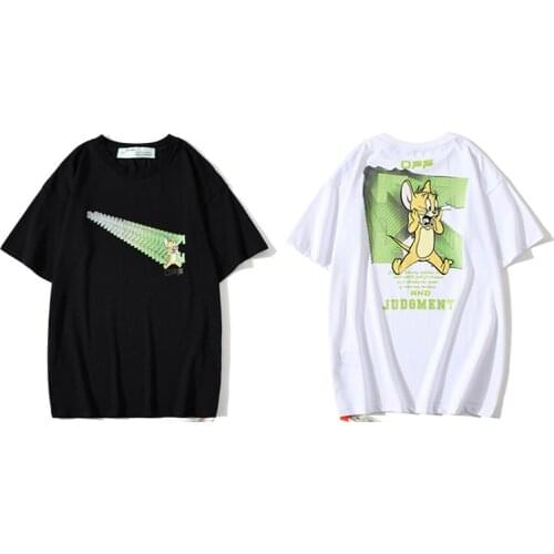 Summer Fashion High Quality Scared Cartoon Funny Rat Arrow For Men and Women Couples Short Sleeve Streetwear T-shirt