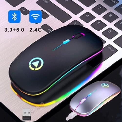 Wireless Mouse Bluetooth Rechargeable USB Mouse RGB Ergonomic Mause LED Backlit Silent Gaming Mouse For Laptop PC Macbook Xiaomi