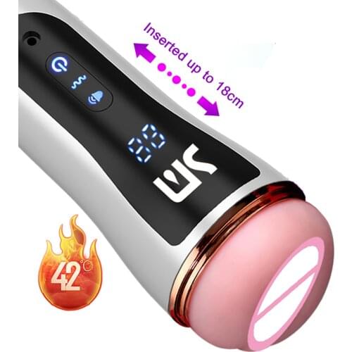 Real Vagina Pocket Penis Training Automatic Male Masturbator Sucking Heating Interactive Voice Masturbation Cup Sex Toys For Men