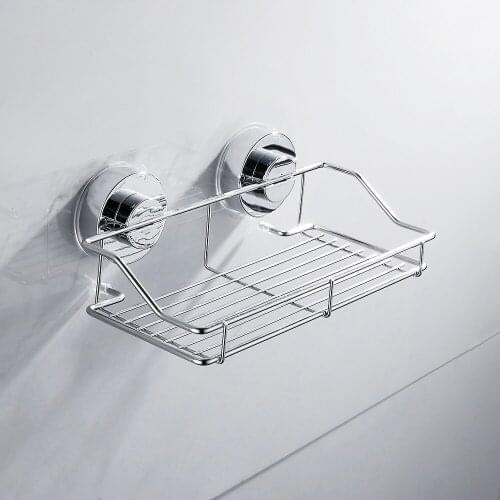 Stainless Steel Bathroom Shelves Bathroom Organizer Shower Wall Basket Shelf With Dual Strong Suction Cups Bathroom Accessories