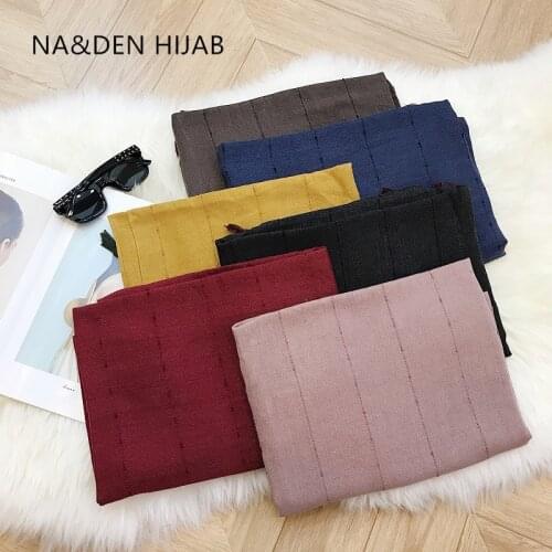 New Hi-Q Muslim hijabs solid plain tassels stripe cotton women scarf wraps fashion foulard viscose bandana 10pcs/lot fast ship