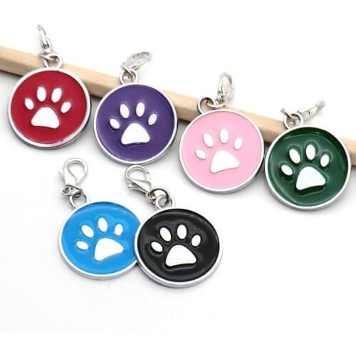 Wholesale 100pcs Paw Shape Dog Collar Stainless Steel Dog Cat Tag Pet Dog Collar Accessories ID tag Name Telephone Personalized