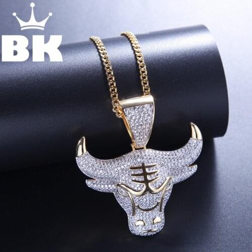 THE BLING KING Custom Matador Necklace Hip Hop Full Iced Out Cubic Zirconia gold sliver CZ Stone