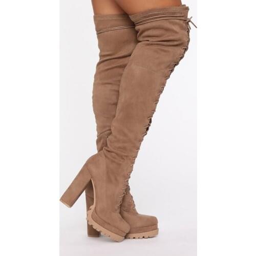Perixir Design 2020 Winter over knee Women Boots Platfrom High-heel Fashion Booties Lace-up Charming Sexy Lady shoes size36-41