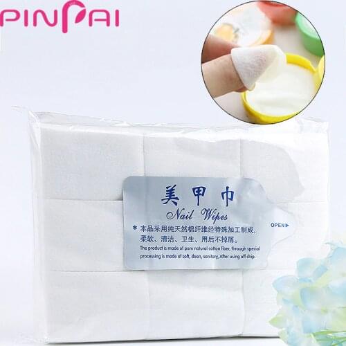 PinPai 600PCS/Bag Cotton Lint-Free Nail Wipes Towel Remover For Nails Polish Remove Clean Tools Manicure Nail Gel Polish Remover