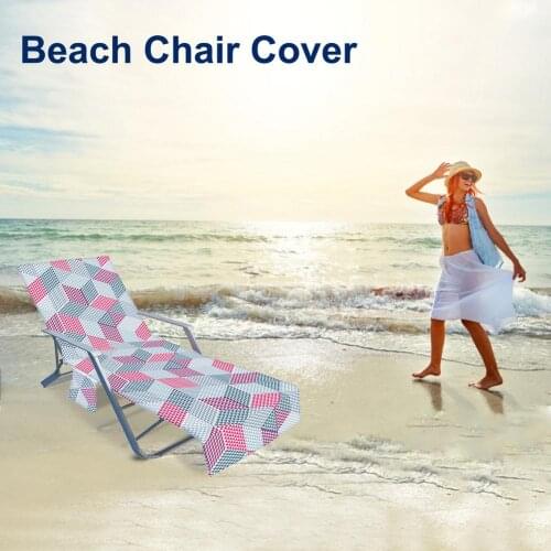 Microfiber Recliner Beach Towel Fashion Print Sunbathing Sling Chair Cover with Pocket Lazy Lounger Chair Beach Towel Summer