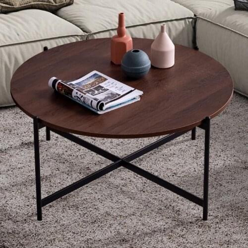 MDF Nice-looking Anti-rust Round Compact Firmly Coffee Table Practical Coffee Table Attractive for Living Room