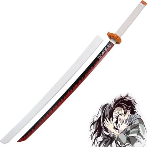 Demon Slayer: Kimetsu No Yaiba Kamado Tanjirou Cosplay Prop Wooden Sword Weapons Halloween Fancy Party Stage Performance Props