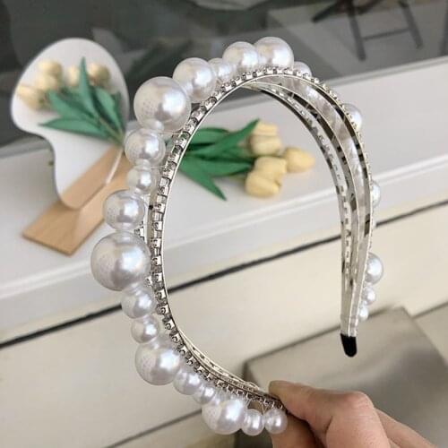 Luxury Baroque Rhinestone Pearl Headband Fashion Hair Accessories Women Multilayer Full Rhinestone Bridal Hairband Hair Hoop New