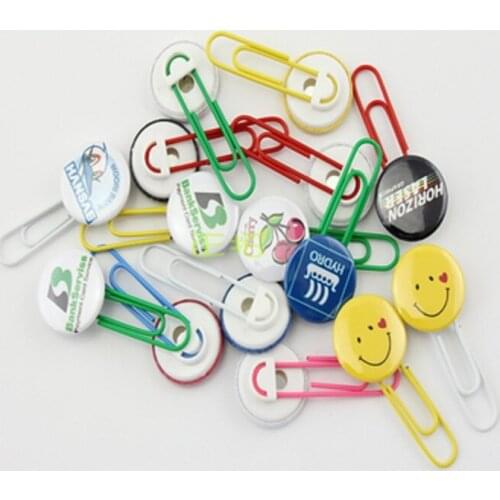 DIY personalized 25mm paper clip chest button badge color bookmark pin office supplies metal paper clips 100 sets