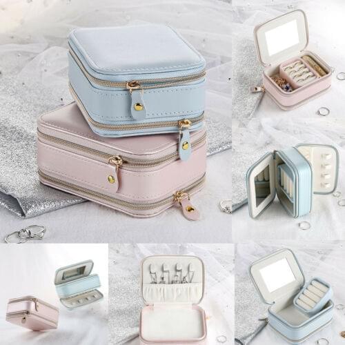 Leather Jewelry Box Storage Organizer Necklace Bracelet Earring Case Holder Gift Portable Travel Jewelry Organizer Ornament Case