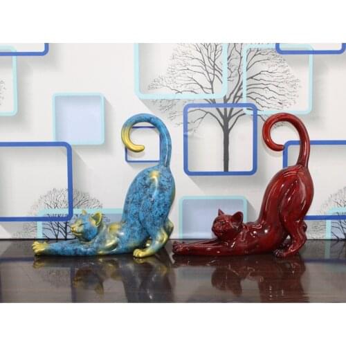 Figurine Decorative Resin Cat statue for home decorations European Creative wedding gift animal Figurine home decor sculpture