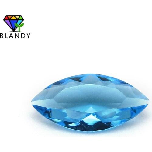 Wholesale Price 1.5x3~8x16mm Marquise Shape Sea Blue Glass Stone 5A Grade Marine Water Loose Synthetic Glass Beads For Jewelry
