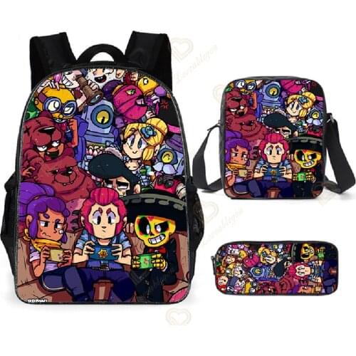 Leon Large Capacity 3D Stars Nylon Waterproof Backpack Set Anime Character Double Gun Reward Children Backpack Computer Bag