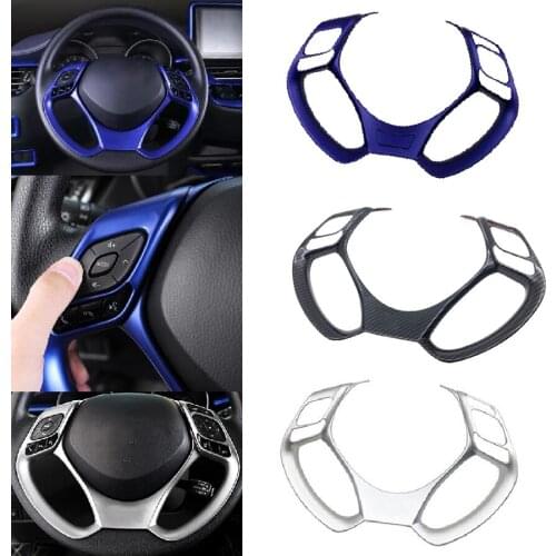 Wooeight 1Pc Steering Wheel Button Panel Cover Trim Garnish Decal Fit For Toyota C-HR CHR 2017 2018 2019 Car Interior Mouldings