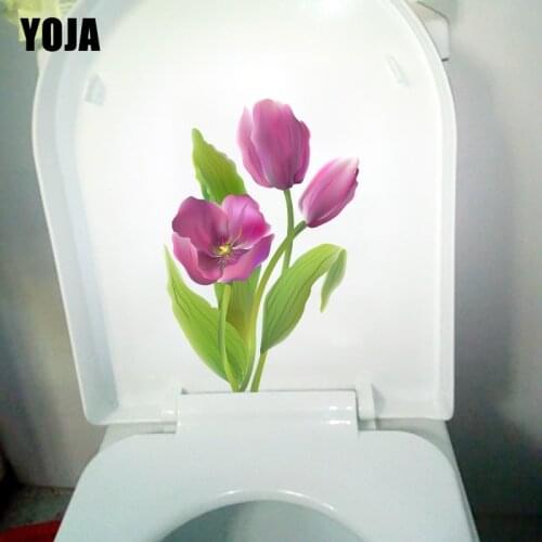 YOJA 16.5×24.4CM Tulip Flower Modern Art Toilet WC Decoration Home Wall Stickers T1-2934