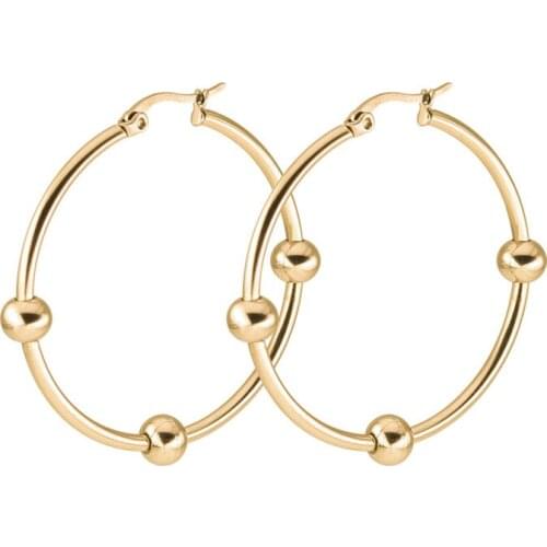 Gold Hoop Earrings for Women Ladies Stainless Steel Small Ball Black Earrings Jewelry 2021 Gifts for Woman Accessories Wholesale