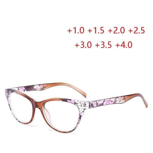 +1.0 +1.5 +2.0 To +4.0 Cat Eye Magnifie Glasses For Sight Retro Tea/Red/Blue Frame Diopter Glasses For Elderly Lentes de lectura